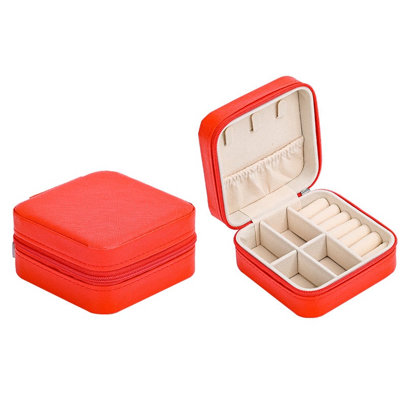 Generic Portable Minimalist Jewelry Box for Ring Earring Necklace Bordeaux red