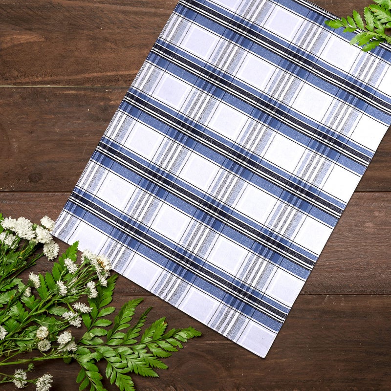 Urban Villa Urban Villa Christmas Placemats Snow Blue Color Checked 100% Cotton Fused Placemats 14''x 20'' Over Sized Set of 6 Use Heavier Quality Christmas Special placemats Quality - Image 3