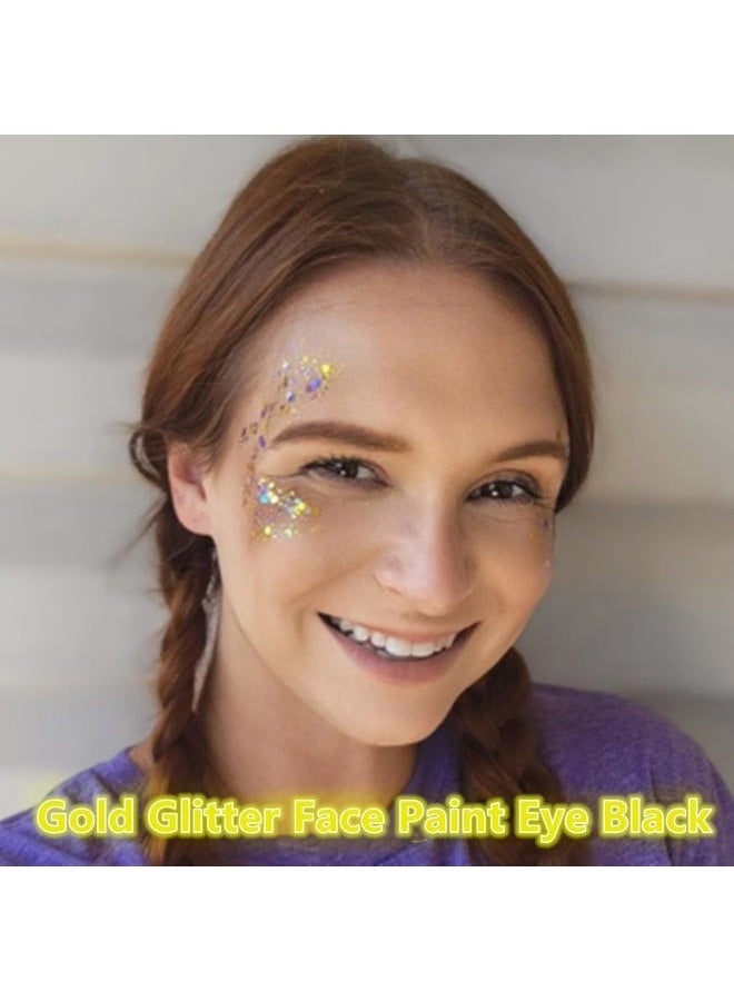 Go Ho Gold Face Body Glitter,Mardi Gras Glitter Makeup Gold Face Paint,Holographic Chunky Sequins Glitters for Eye Lip Hair Nails,Festival Rave Accessories,52g - Image 2