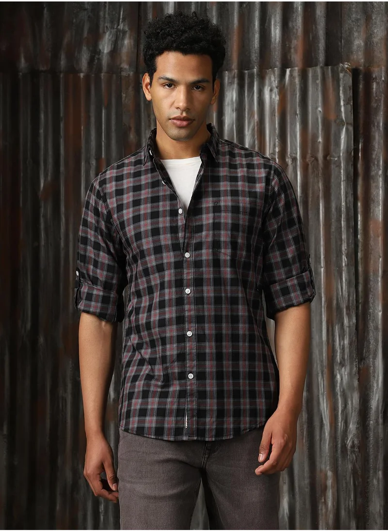 هاي ستار Men's Multicoloured 100% Cotton Checkered Button Down Regular Fit Shirt