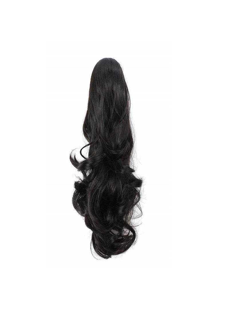 Liasun 20 190g Curly Claw Clip Ponytail Hair Extension Synthetic Hairpiece Long Curled Wavy Pony Tail Extension for Women Girls Black 