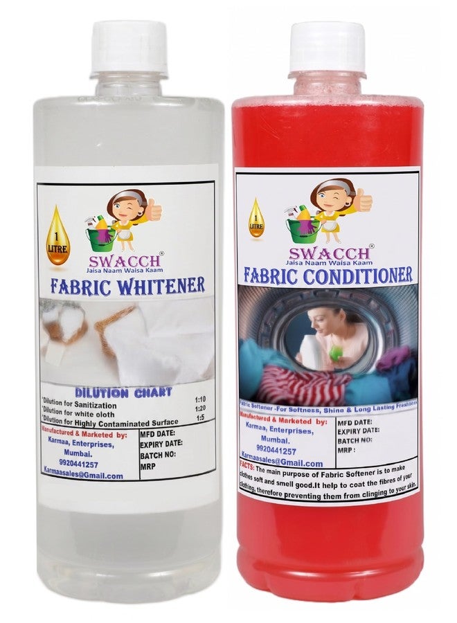 swacch Fabric Whitener and Fabric Conditioner Rose I Softness, Shine and Stain Remover For Clothes 1 Litre Combo Pack of 2 - Image 1