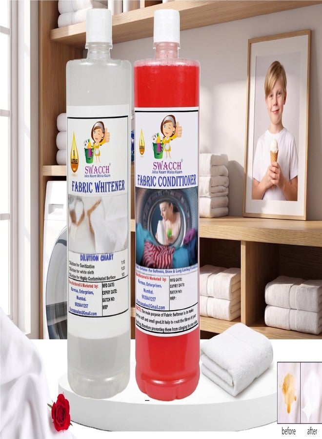 swacch Fabric Whitener and Fabric Conditioner Rose I Softness, Shine and Stain Remover For Clothes 1 Litre Combo Pack of 2 - Image 2