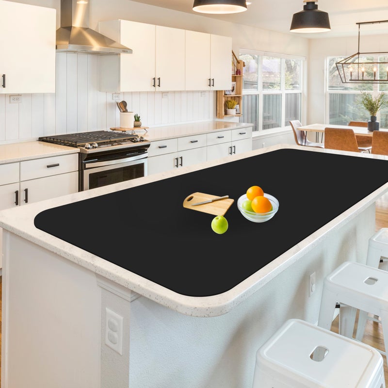 Silicone Mats for Kitchen Counter Treerit 4724x 2362 Extra Large Silicone Mat Nonslip Heat Resistant Kitchen Counter Mat Quartz Countertop Protector Shipped Rolled Up No Creases Black