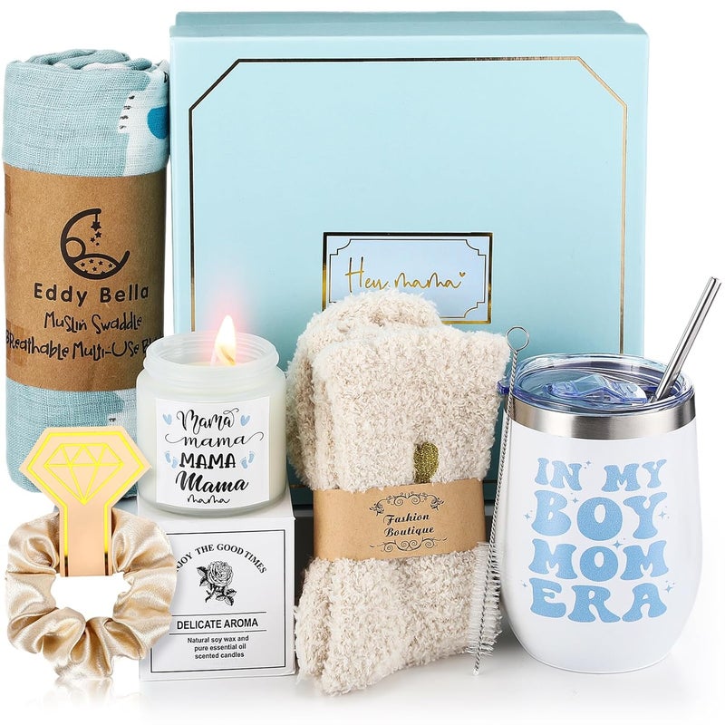 WinnerWhy 8 Sets New Mom Gifts Pregnancy After Birth Inspire Self Care 12 oz Tumbler First Time Gift Set for Expecting MomBlue - Image 1