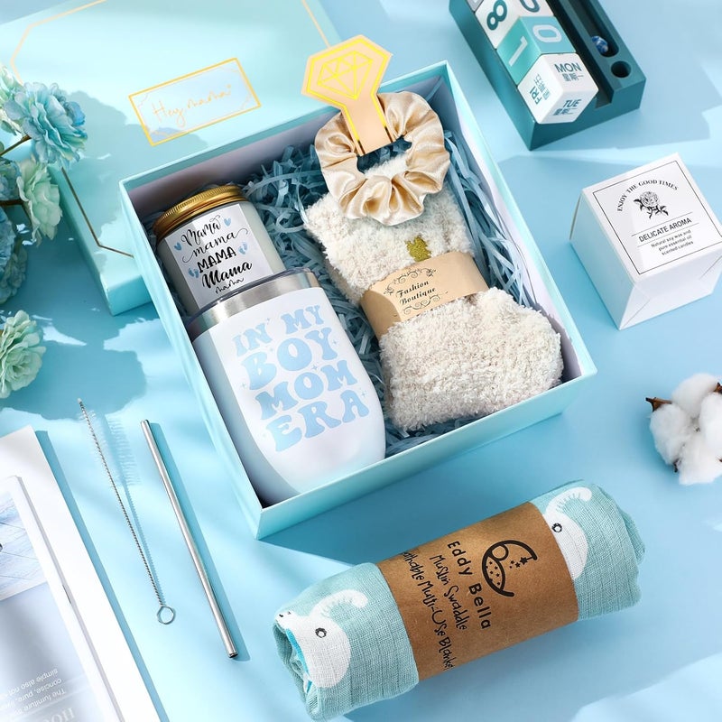 WinnerWhy 8 Sets New Mom Gifts Pregnancy After Birth Inspire Self Care 12 oz Tumbler First Time Gift Set for Expecting MomBlue - Image 3