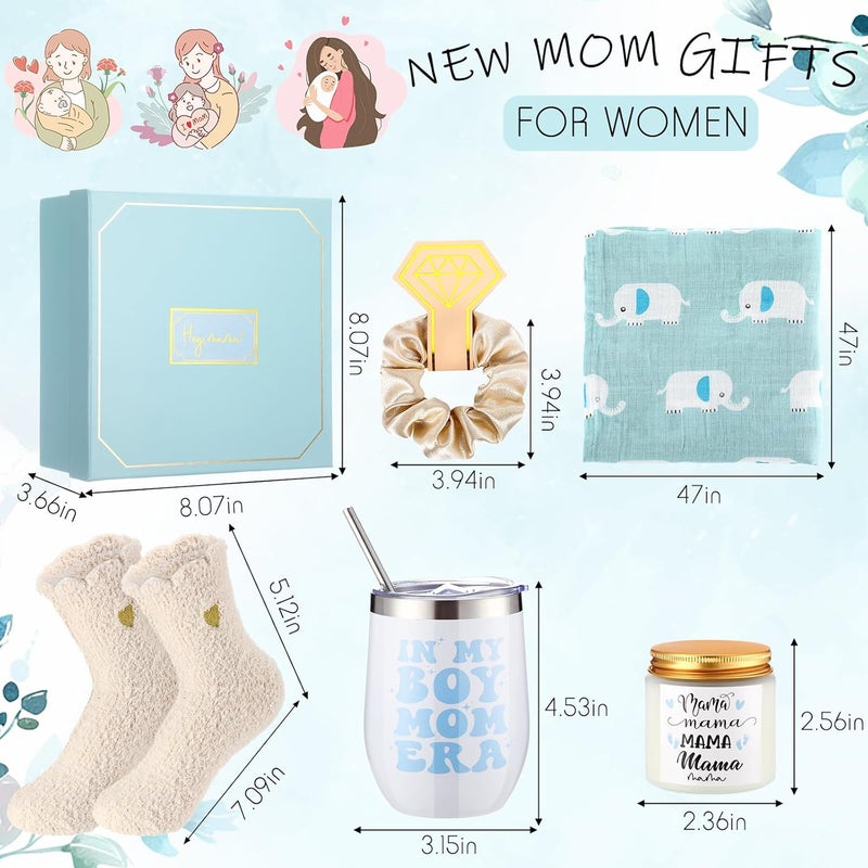 WinnerWhy 8 Sets New Mom Gifts Pregnancy After Birth Inspire Self Care 12 oz Tumbler First Time Gift Set for Expecting MomBlue - Image 2