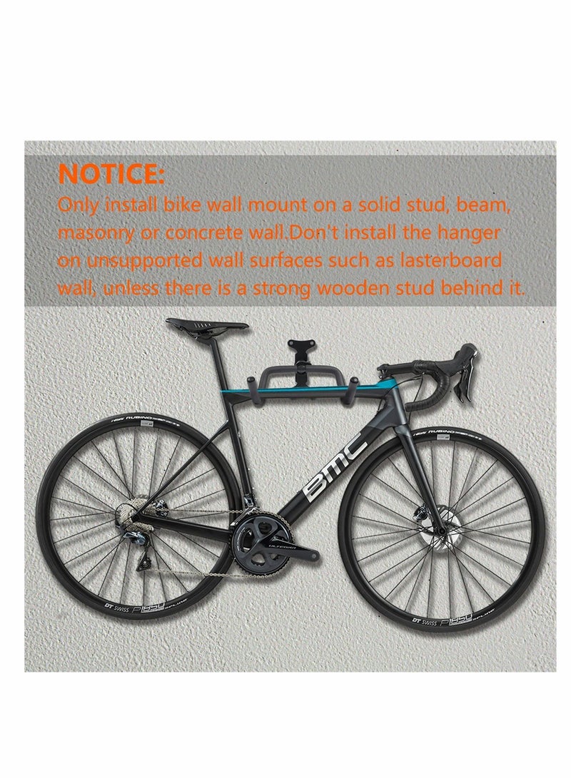 SYOSI Bike Wall Mount Rack, Bicycle Rack Storage, Horizontal Bicycle Storage Hanger, Adjustable Bike Hanging Hook, Foldable Heavy Duty Bike Rack Hook Holder Mounted Garage Indoor or Home,Black, 1 Pcs - Image 2