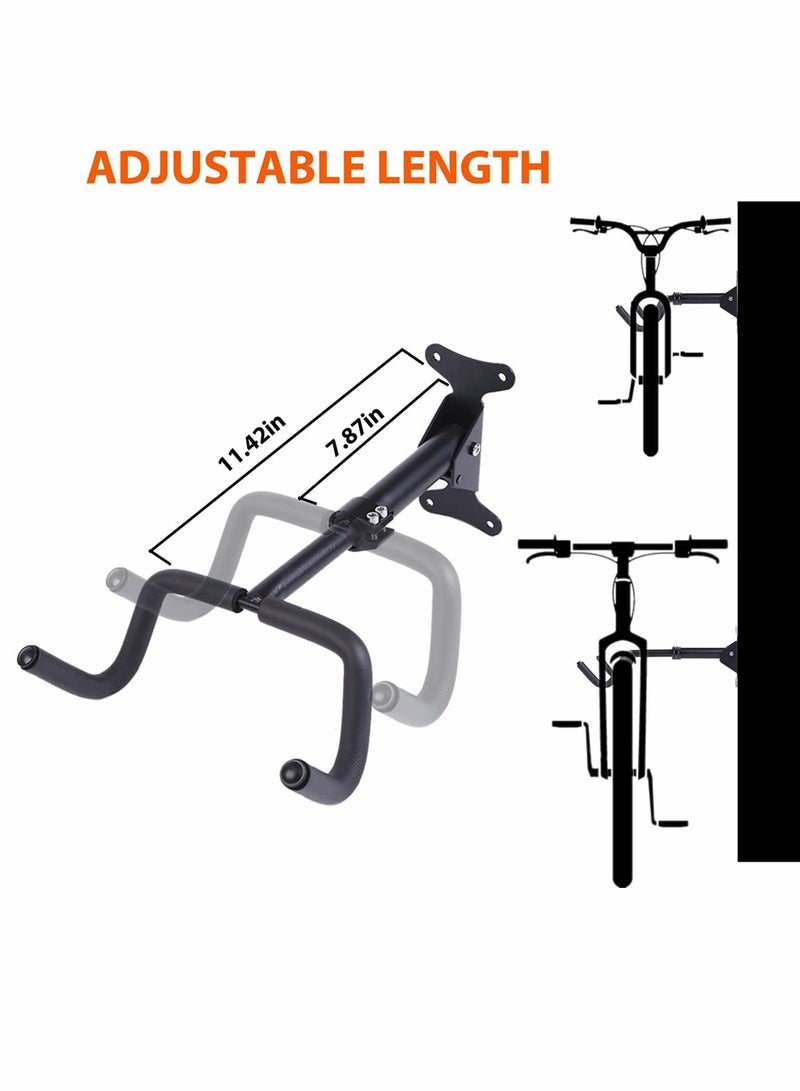 SYOSI Bike Wall Mount Rack, Bicycle Rack Storage, Horizontal Bicycle Storage Hanger, Adjustable Bike Hanging Hook, Foldable Heavy Duty Bike Rack Hook Holder Mounted Garage Indoor or Home,Black, 1 Pcs - Image 3