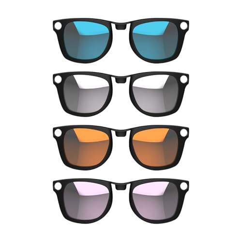 HIBLOKS 4Pcs Polarized Clip for Ray-Ban Meta Wayfarer & Gen 2 (RW4008/RW4012 Large 53-22), Discoloration Clip-on for Meta Wayfarer Gen 2 Protect Your Eyes, Cool and Fashion (Silver+Blue+Pink+Orange) - Image 1