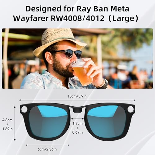 HIBLOKS 4Pcs Polarized Clip for Ray-Ban Meta Wayfarer & Gen 2 (RW4008/RW4012 Large 53-22), Discoloration Clip-on for Meta Wayfarer Gen 2 Protect Your Eyes, Cool and Fashion (Silver+Blue+Pink+Orange) - Image 3