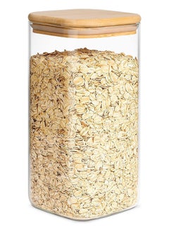 SKY-TOUCH SKY-TOUCH Glass Spice Jar,Food Storage Container with Bamboo Airtight Lid, Clear Kitchen Jar for Rice, Cereal, Tea, Herbs, and Sugar  - Image 1