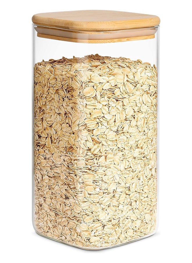 SKY-TOUCH SKY-TOUCH Glass Spice Jar,Food Storage Container with Bamboo Airtight Lid, Clear Kitchen Jar for Rice, Cereal, Tea, Herbs, and Sugar  - Image 1