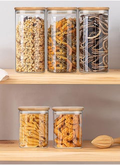SKY-TOUCH SKY-TOUCH Glass Spice Jar,Food Storage Container with Bamboo Airtight Lid, Clear Kitchen Jar for Rice, Cereal, Tea, Herbs, and Sugar  - Image 5