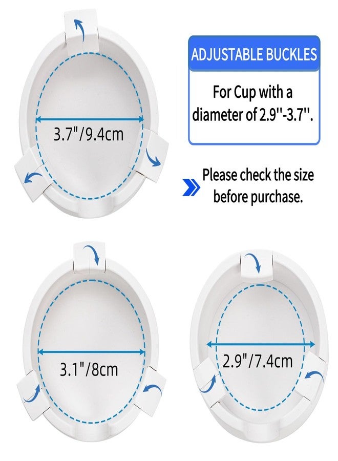 Mezchi 2 Pack Anti Spill Cup Holders, Adhesive Desk Cup Holder, Adjustable Plastic Drink Holder for Desk, Non Tipping Coaster Cup Holder for Office, Home, Desktop, Table (White) - Image 4