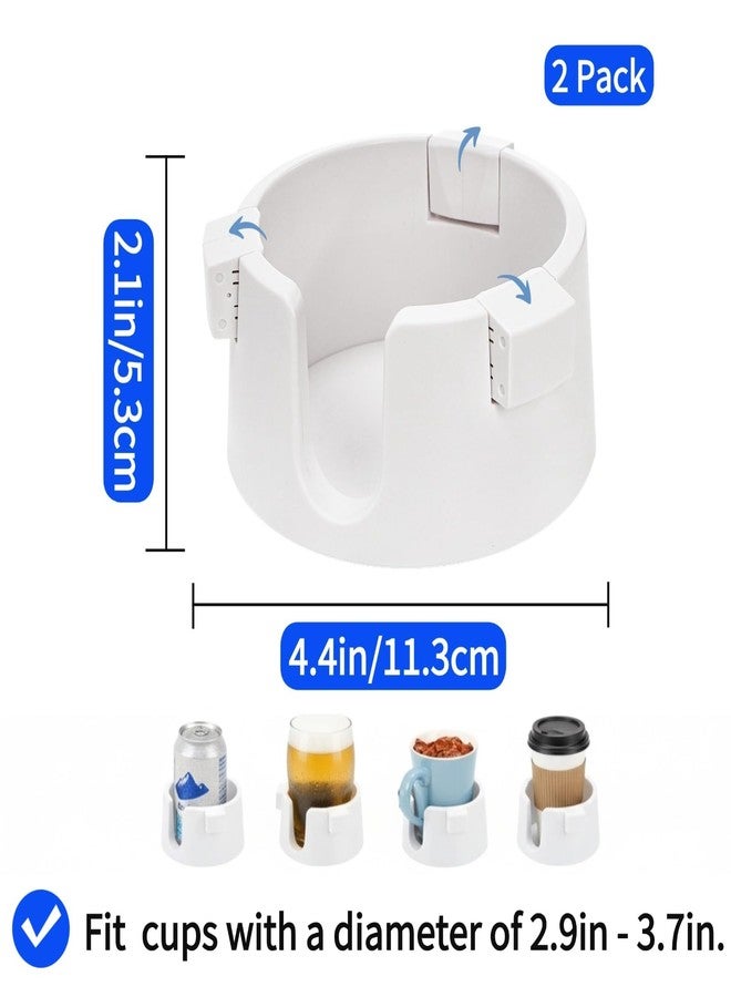 Mezchi 2 Pack Anti Spill Cup Holders, Adhesive Desk Cup Holder, Adjustable Plastic Drink Holder for Desk, Non Tipping Coaster Cup Holder for Office, Home, Desktop, Table (White) - Image 3