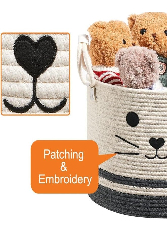 DOLCE CASA Kids Lid Basket With Beautiful Characters - Rope Storage Basket For Baby Diaper, Stuffed Animal Storage Bin Rope Basket For Kids Toy, Baby Laundry Baskets with Lid. (Cat Laundry Basket) - Image 2