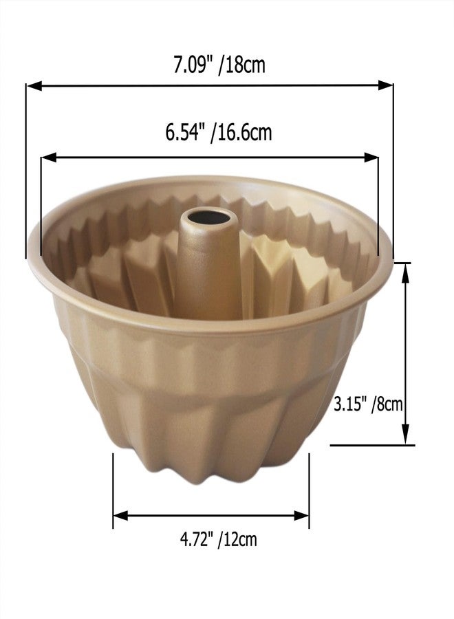 LoveDeal 7 Inch Fluted Tube Cake Pan, Carbon Steel Nonstick Kugelhopf Baking Mold, 36OZ Capacity Midsize Gold Cake Pans, 2Pcs - Image 2
