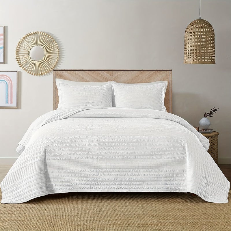 Ultrasonic Technology Ultra Light Irregular Silver Monochrome Embossed Bed Cover Set Twin Size 86.61 Inch By 94.49 Inch With 2 Pillowcases Soft Breathable Comfortable Bedding For Bedroom Dormitory - Image 5