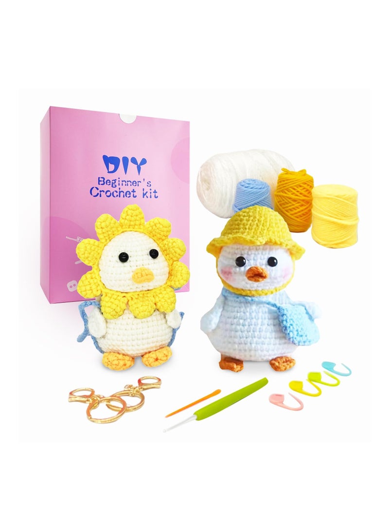 SYOSI Crochet Kit for Beginners 2 Animal Patterns Set with Step by Step Video Instruction Ideal for Adults and Kids (Duck) - Image 1