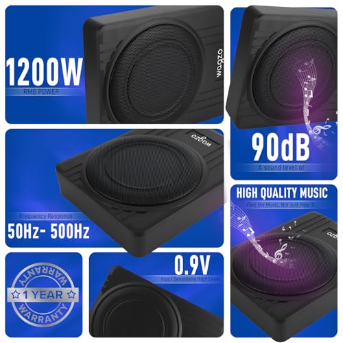 Wagzo Car Subwoofer WAWF-06, N Series (10 Inches) Active Underseat Subwoofer 1200, RMS Power 300+ Watts, Ultra Sleek, Shallow subwoofer, high Level Input/Audio - line Input - Image 2