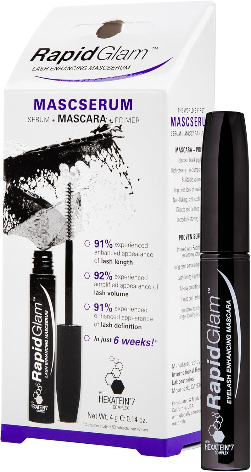 RapidGlam Eyelash Enhancing Mascserum Eyelash Primer Serum and Mascara in One Hexatein 7 Complex 4 g Pack of 1