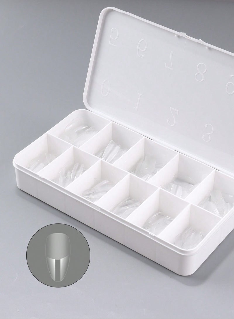 550pcs Almond Soft Gel Nail Tips - Semi-Frosted Transparent Press-On Nails for DIY & Salon, Easy to Use with UV Gel, French Design Artificial Nails, 12 Sizes with Storage Box, Nail Extension, Medium Almond - Image 3