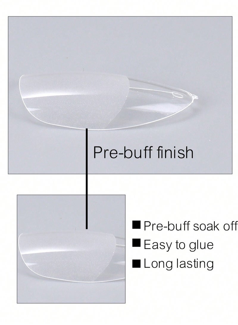 550pcs Almond Soft Gel Nail Tips - Semi-Frosted Transparent Press-On Nails for DIY & Salon, Easy to Use with UV Gel, French Design Artificial Nails, 12 Sizes with Storage Box, Nail Extension, Medium Almond - Image 4