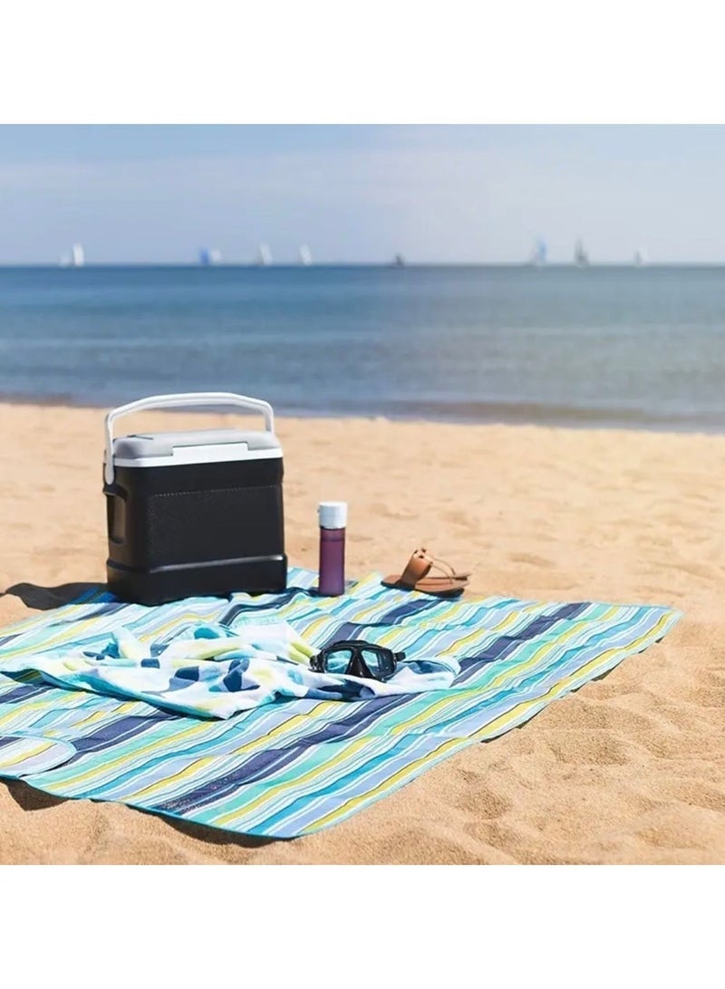 كلين ويف بطانية نزهات وشاطئ مقاومة للماء – سجادة خارجية قابلة للطي بحجم كبير 80×145 سم مع طبقة أكسفورد سفلية متينة، مانعة للرمل، قابلة للغسل في الغسالة، مثالية للشاطئ، التخييم، المسبح والحديقة - Image 2