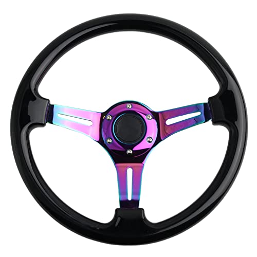 YEHICY 6 bolt Car Racing Steering Wheel Rainbow Neo Chrome frame Spokes Universal Aftermarket Steering Wheel Fit Car and Simulation Pc Game - Image 2