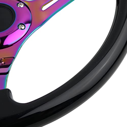 YEHICY 6 bolt Car Racing Steering Wheel Rainbow Neo Chrome frame Spokes Universal Aftermarket Steering Wheel Fit Car and Simulation Pc Game - Image 4