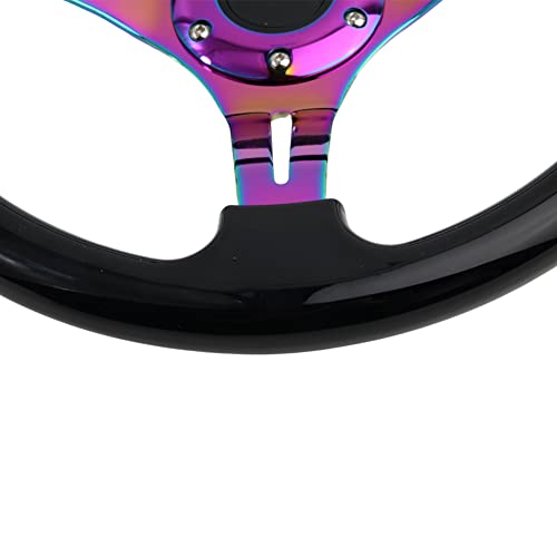 YEHICY 6 bolt Car Racing Steering Wheel Rainbow Neo Chrome frame Spokes Universal Aftermarket Steering Wheel Fit Car and Simulation Pc Game - Image 5