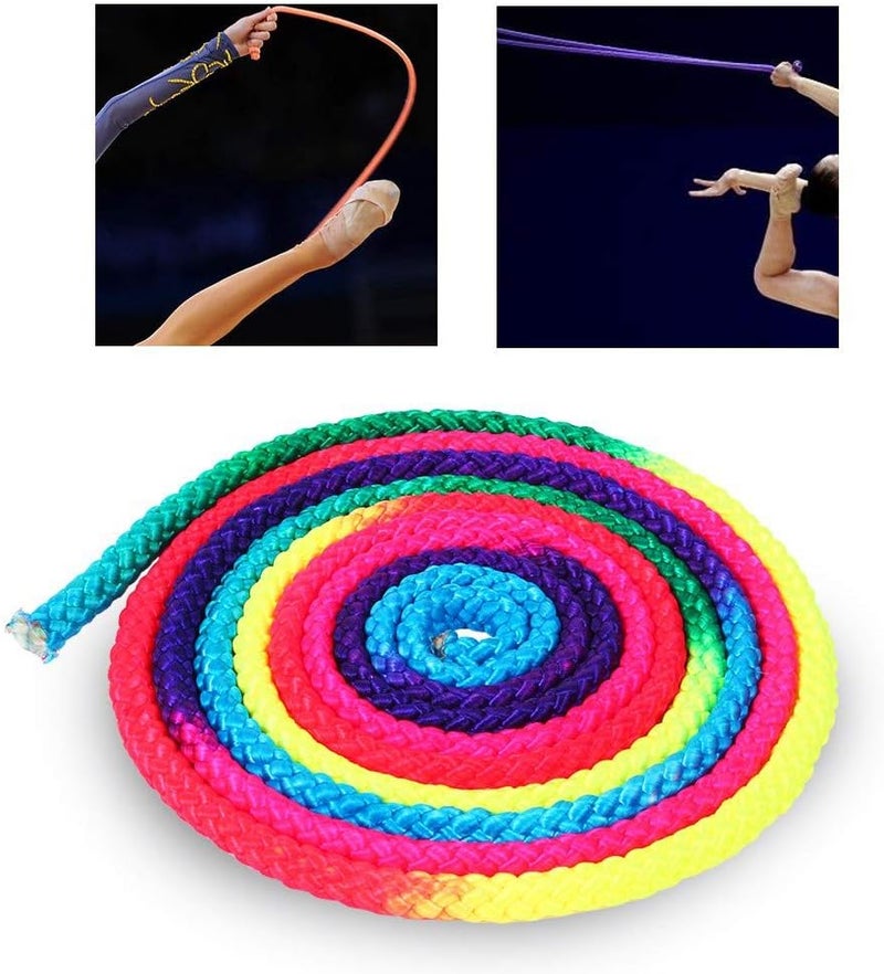 klarako 2.8m Gymnastics Rope, Gymnastics Arts Rope, Jump Ropes with Rainbow Color Durable Nylon Material Rope Arts Competition Rope for Gymnastics Yoga Training - Image 2