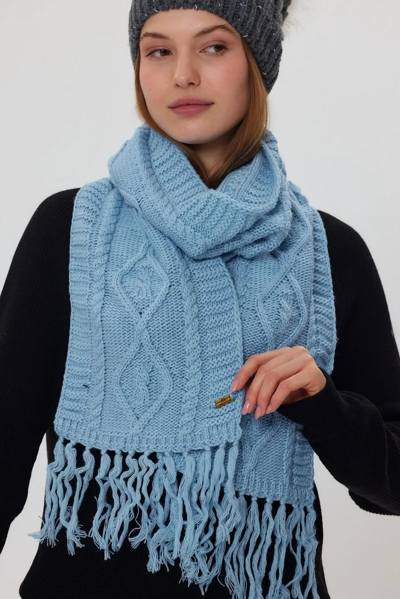 الكسندر جاردي Knitted Detailed Tassel Scarf (B20-18842)