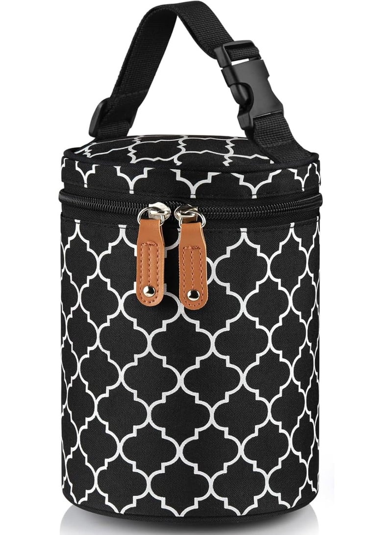 SOLARAE Breastmilk Insulated Cooler Tote Bags, Insulated & Leak Proof Bottle Bag for Glass Baby Bottles & Food Containers, for Nursing Mom Daycare, Black - Image 1