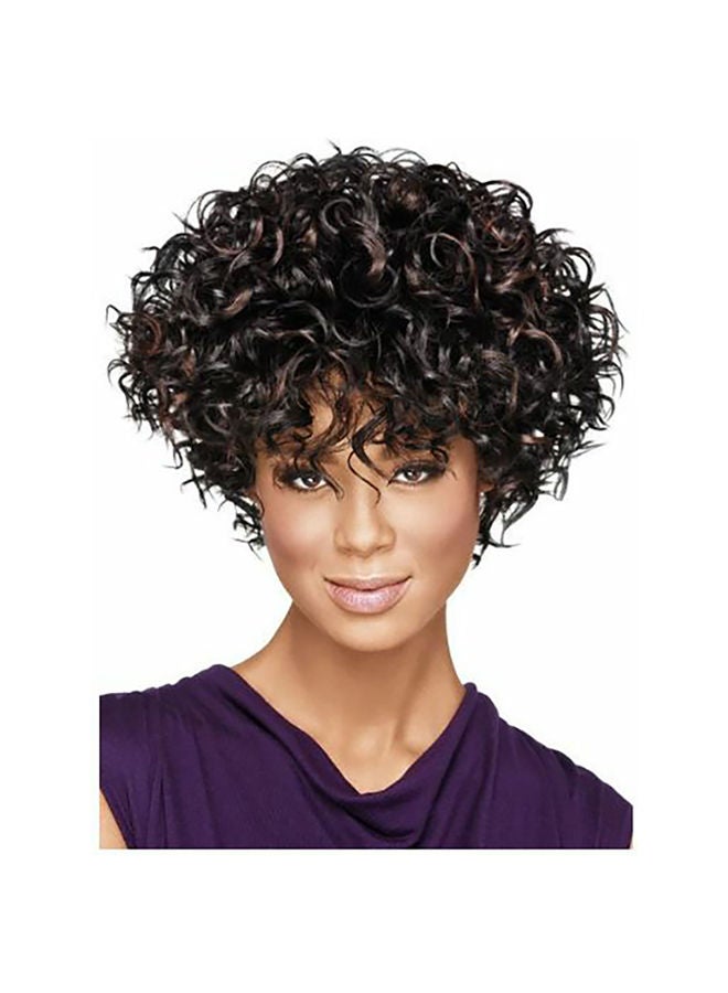 NIBEMINENT Short African Fluffy Curly Hair Wig Brown