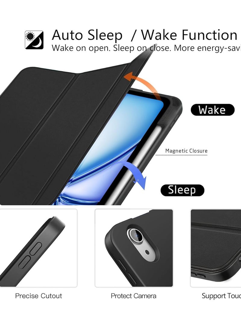 عام “لحافظة الذكية الرقيقة ثلاثية الطي ذات الظهر الناعم من TPU مع حامل للقلم لـ iPad Air 6th Gen 11-inch 2024 و iPad Air 5th/4th Gen 10.9-inch 2022/2020 و iPad Pro 11-inch 2018 الجيل الأول” - Image 4