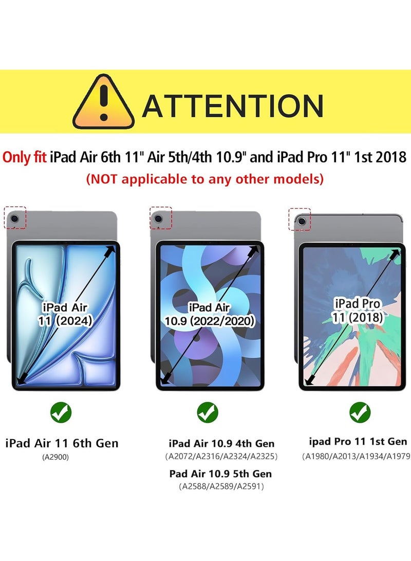 عام “لحافظة الذكية الرقيقة ثلاثية الطي ذات الظهر الناعم من TPU مع حامل للقلم لـ iPad Air 6th Gen 11-inch 2024 و iPad Air 5th/4th Gen 10.9-inch 2022/2020 و iPad Pro 11-inch 2018 الجيل الأول” - Image 2