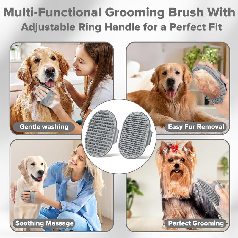 Augwind 6PCS Pet Grooming Kit for Dogs,Cats and Horses | Dog Washing Gloves | Dog Bath Brush | Dog Bath Gloves | Dog Shampoo Brush | Pet Grooming Gloves | Dog Bath Supplies (Grey) - Image 5