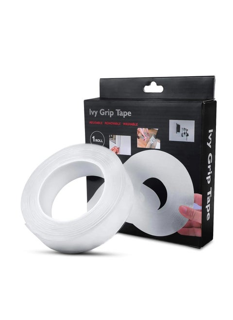 Monkey Grip 1m, Reusable Washable Adhesive Silicone Tape, Multi-Functional Anti-Slip Double Sided Sticky Strips, Clear