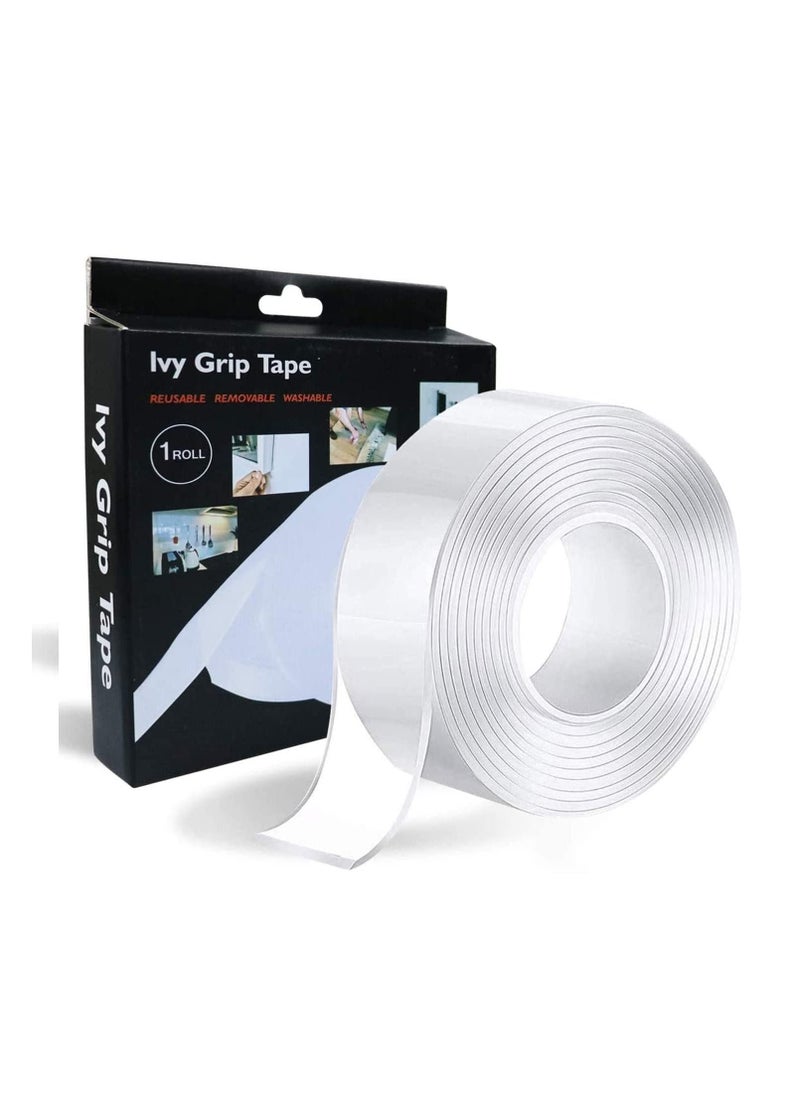 Ivy - Monkey Grip 1m, Reusable Washable Adhesive Silicone Tape, Multi-Functional Anti-Slip Double Sided Sticky Strips, Clear - Image 1