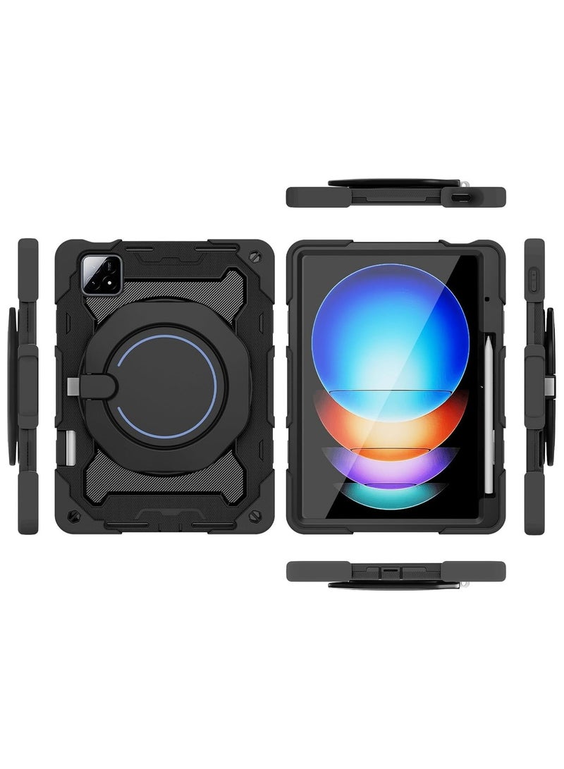 عام حافظة متوافقة مع شاومي الوسادة 6 ثانية برو 12.4 بوصة 2024 ، 360 Rotating الدورية حلقة معلقة مسنده ، متعددة زاوية قوس الثقيلة للصدمات غطاء ل شاومي الوسادة 6 ثانية برو - Image 3