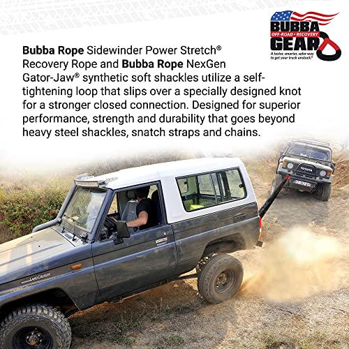Bubba Rope Off-Road Truck Recovery Gear Set – Heavy-Duty Vehicle Tow Kit: Power Stretch Recovery Rope, 7/8” x 30’ - NexGen PRO Gator-Jaw Synthetic Shackles, 3/8” x 6.5” - Red - Image 4