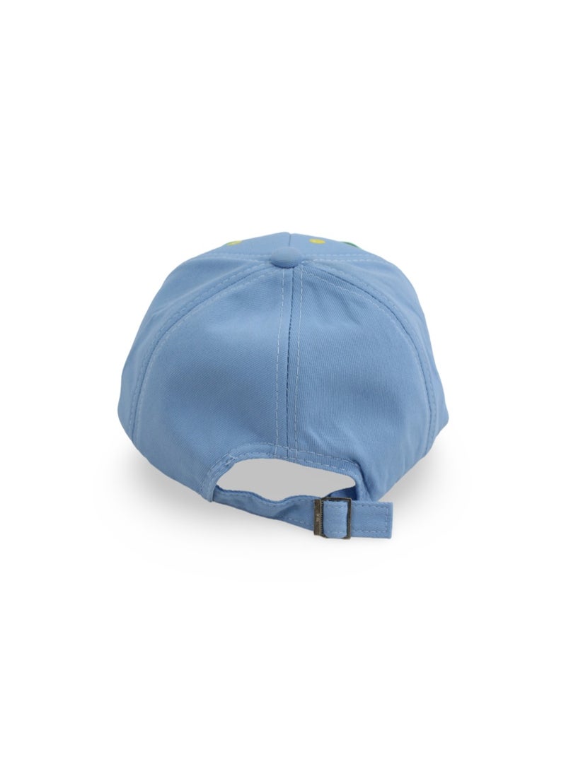 Fancy Boys Cotton Cap – Baby Blue with Frog Design - Image 2