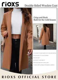 Women's Notch Lapel Double Breasted Wool Blend Mid Long Coat, Stylish Warm Tweed Coat with One Button and 2 Pockets, Winter Midi Long Pea Coat, Good for Business or Casual Style - pzsku/Z96A9530F6EB9F2BFBA99Z/45/_/1720599078/569d8d3b-61b0-44fc-9940-d5aaa89fd5d5