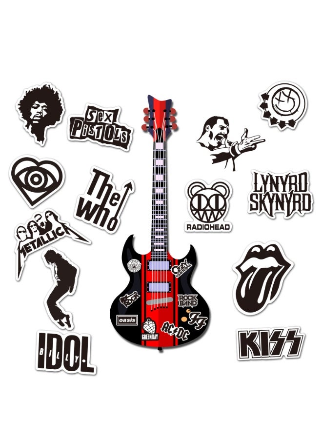 NIBEMINENT 50 Pcs ROCK Punk band Deco Kit Waterproof Stickers, High Definition Printing Bright Colors, Suitable for Laptop Skateboard Luggage Water Bottle Guitar DIY - Image 2