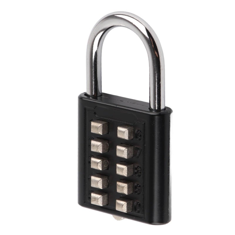 Black 10 Digit Combination Padlock Push Button Lock for Gym Gate Cabinet Toolbox - Image 2