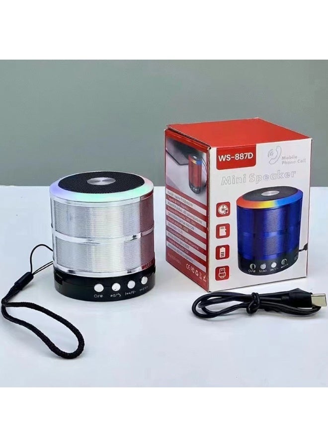 Bluetooth Speaker Atmosphere Light Outdoor Portable Mini Speaker Home Desktop Subwoofer Small Steel Cannon Speaker - Image 1