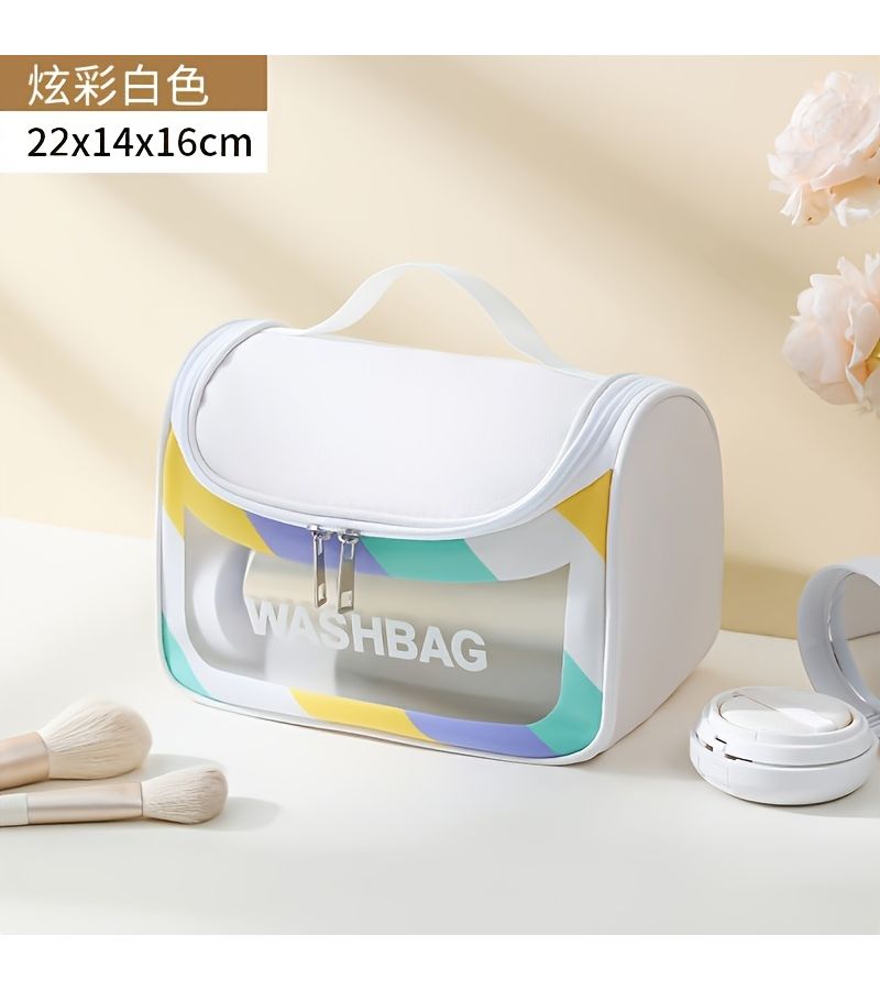 Pure Yellow Customized Portable Large Capacity Travel Toiletry Bag For Cosmetics Storage Beach Bag - Image 5