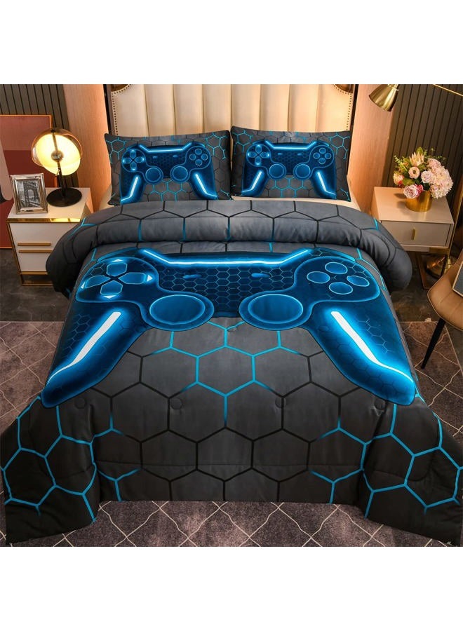 NTBED Game Console Comforter Set for Boys Girls Kids Geometric Lightweight Microfiber Bedding Sets (Gray, Twin) - Image 1